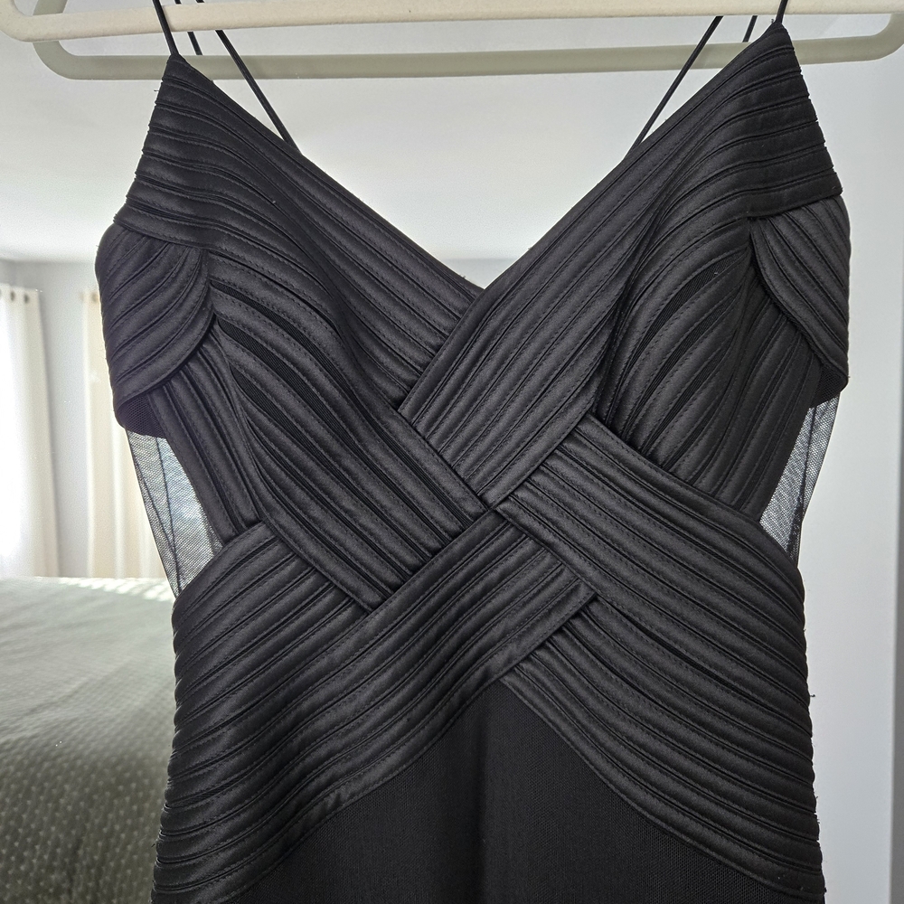 JS Collections Black Evening Dress with Spaghetti Straps